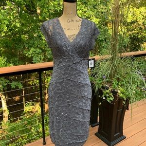 Gray beaded lace dress